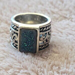 Signed Silpada 925 Silver Blue Druzy Ring
